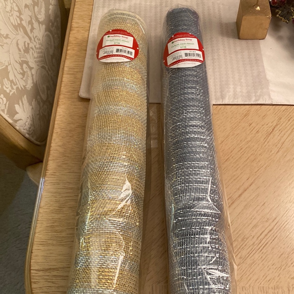 Holiday Time 15ft Mesh Ribbon (2)  NWT